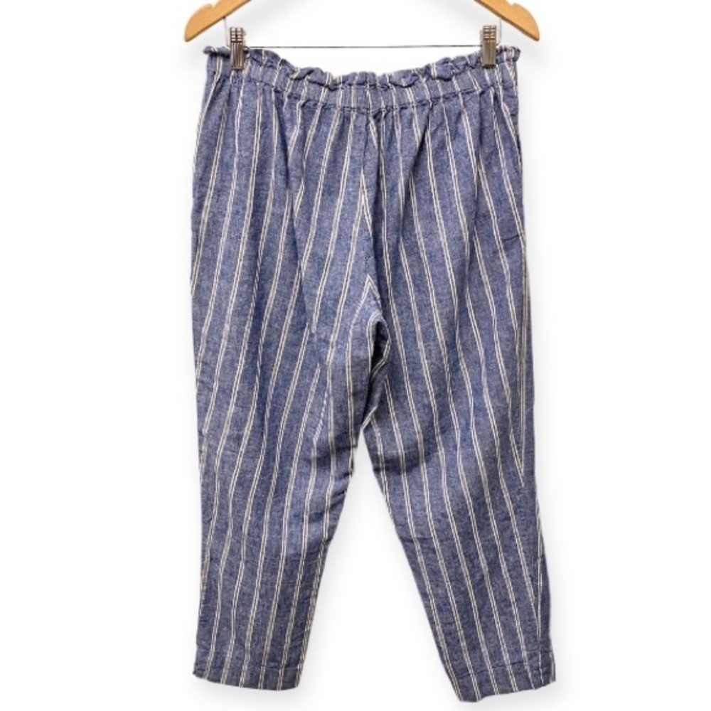 Beach Lunch Lounge Linen Blend Pants Blue White Stripe Womens Size Large - Picture 3 of 13